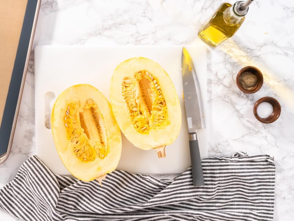 Spaghetti squash cut in half