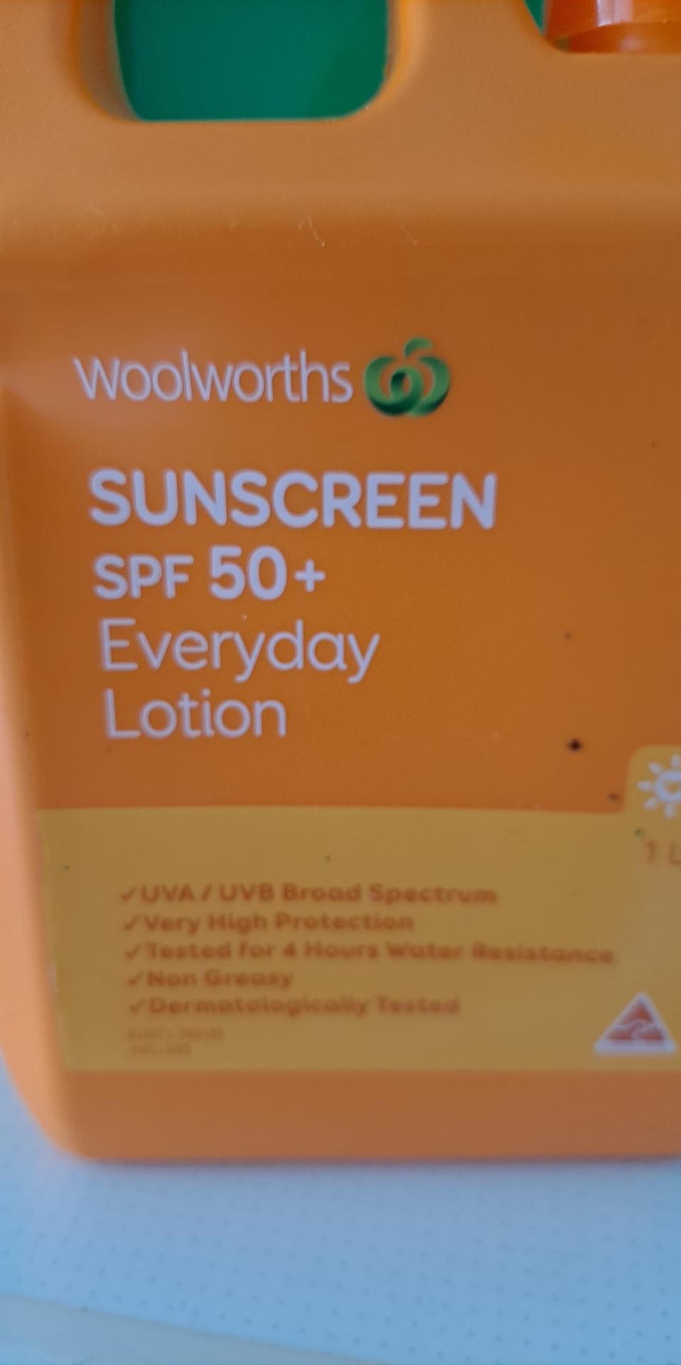 The sunscreen was supposedly water resistant for four hours. Source: Supplied