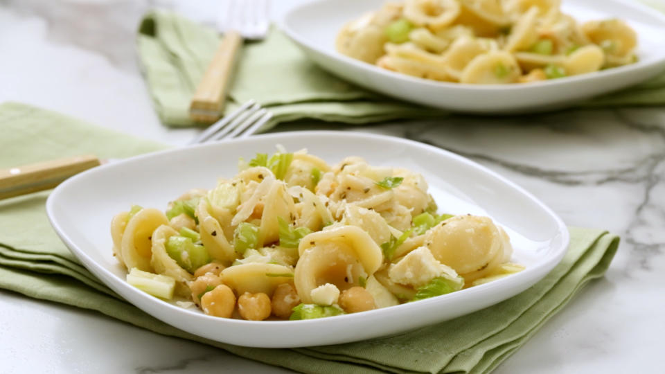 Orecchiette, Celery, and Olive Salad with Ricotta Salata