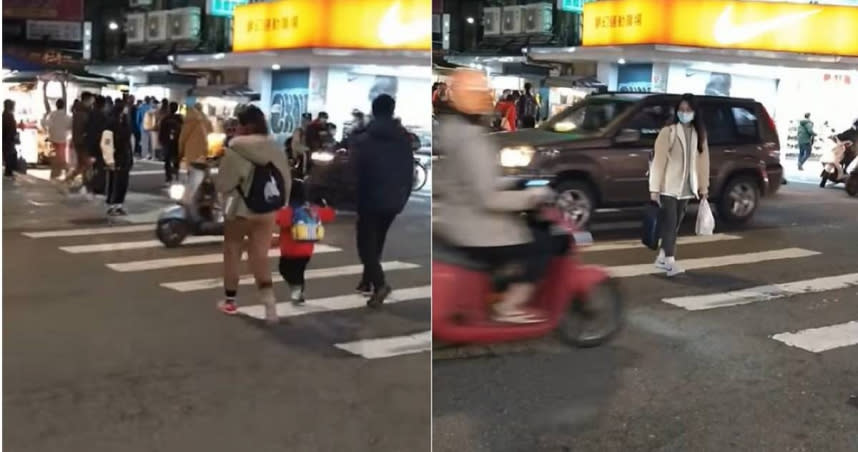 一名網友發文指出，日前走在台北市公館商圈一段無號誌燈的路口，隨便一瞥就有多輛汽機車的駕駛未禮讓行人。（圖／翻攝自「爆料公社」臉書）