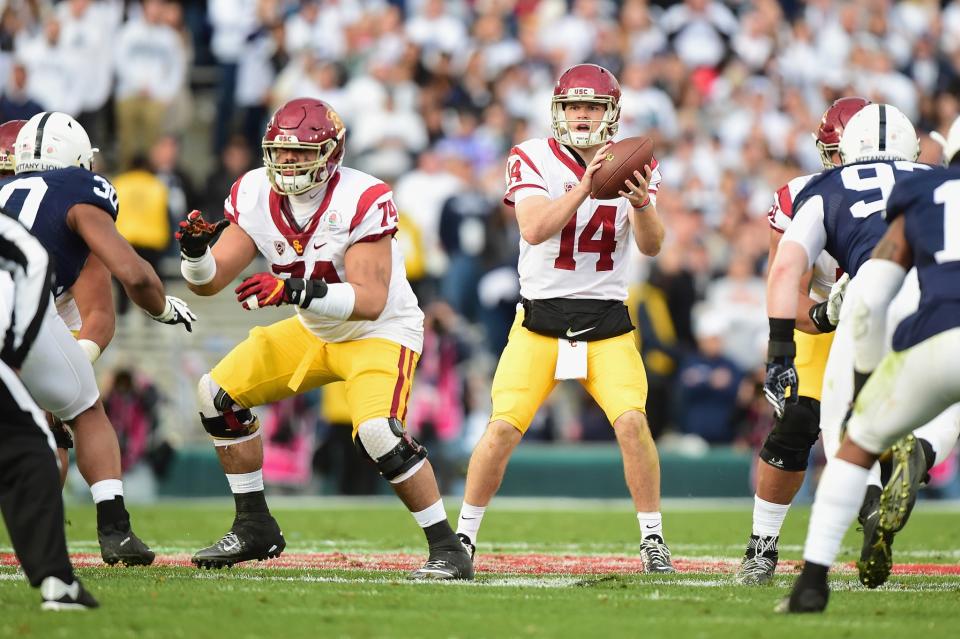 Sam Darnold has spent the spring working with a young receiving corps. (Getty)