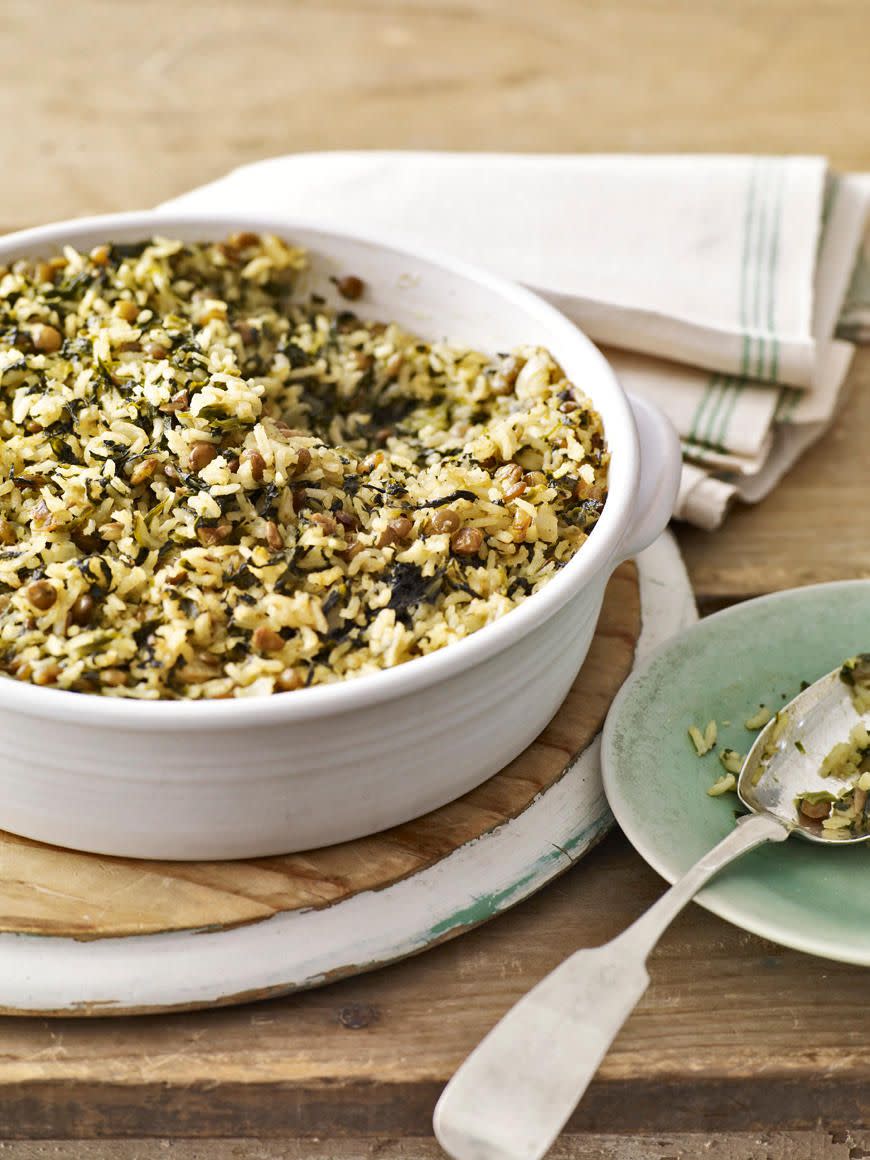 Curried Spinach and Lentil Bake