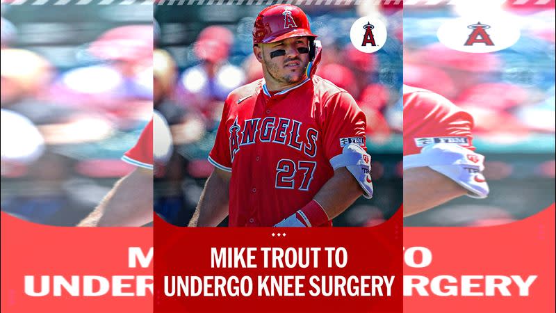 楚奧特（Mike Trout）動刀治療左膝半月板。（圖／翻攝自MLB推特）