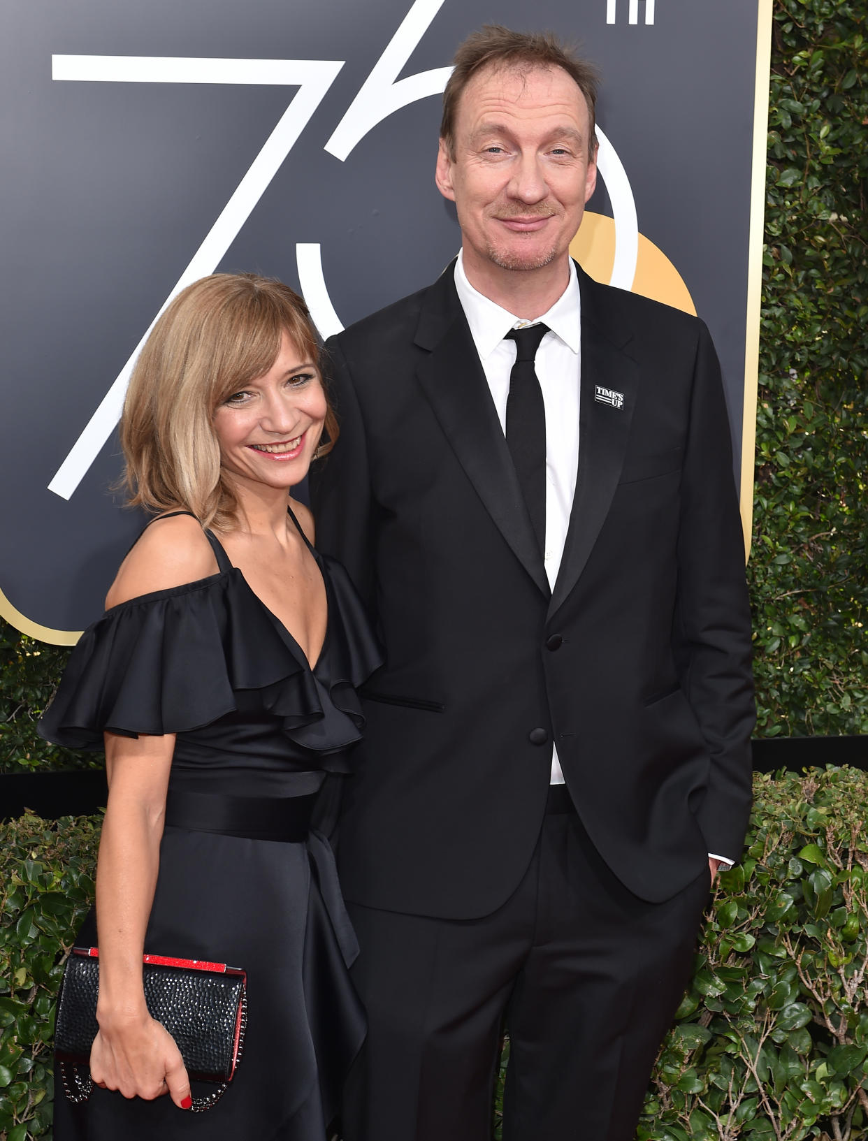 BEVERLY HILLS, CA - JANUARY 07: Actor David Thewlis (R) and guest attend the 75th Annual Golden Globe Awards at The Beverly Hilton Hotel on January 7, 2018 in Beverly Hills, California. (Photo by Axelle/Bauer-Griffin/FilmMagic)