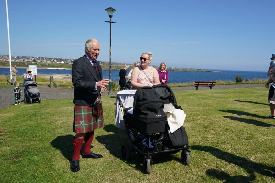 Charles met locals during a visit to the Healing Hub Oxygen Therapy Centre in Wick(Andrew Milligan/PA) (PA Wire)