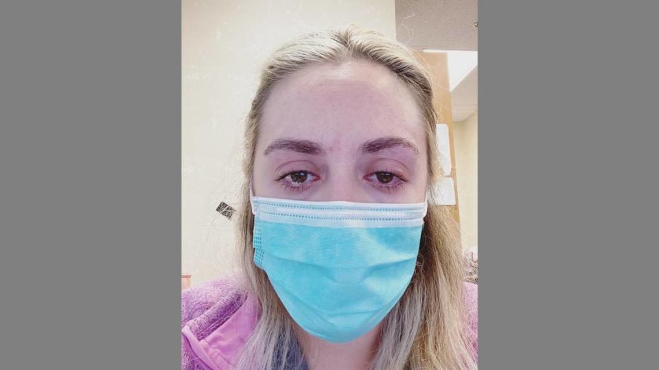 Dr. Ashley Carvalho posted this picture on social media, showing her during a recent night shift, after her second patient of the night had died of COVID-19 complications. Another patient would die a few hours later, for a total of 14 that week, ages 25 to 79. Each of these deaths was from COVID-19 complications, and each patient was unvaccinated.