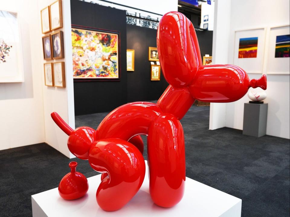 One of Jeff Koons’ balloon dogs, on display at the London Art Fair in 2018 (PA)