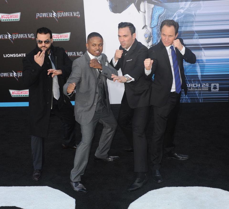 Austin St. John, Walter Jones, Jason David Frank ,and David Yost at the premiere of "Power Rangers" on March 22, 2017.