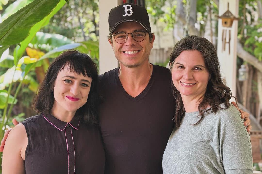 <p>Mara Wilson/Instagram</p> Mara Wilson (left), Matthew Lawrence and Lisa Jakub