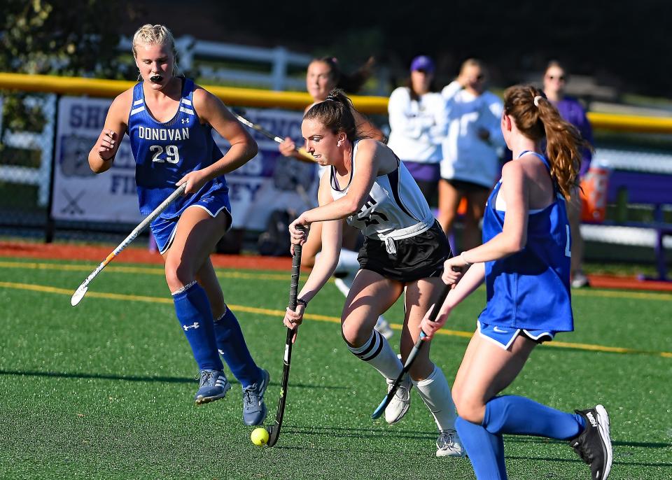 Rumson-Fair Haven's Sylvie Notine, shown against Donovan Catholic, had 32 goals and 19 assists for 83 points on the season.