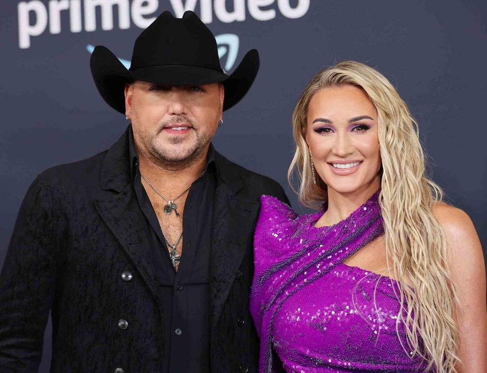 Mike Coppola/Getty Jason Aldean and Brittany Aldean attend the 57th Academy of Country Music Awards at Allegiant Stadium on March 07, 2022 in Las Vegas, Nevada