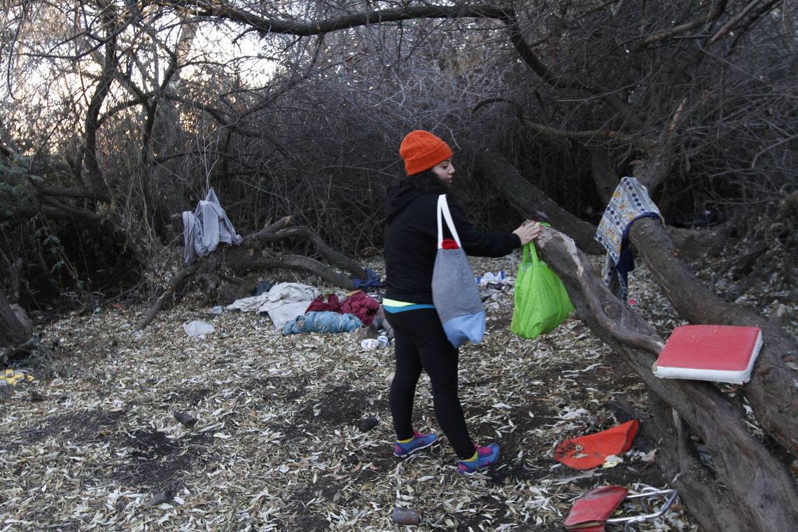 Kennewick has changed city rules in the past to restrict camping in Zintel Canyon, such as this homeless camp visited in the past by a homeless shelter volunteer.