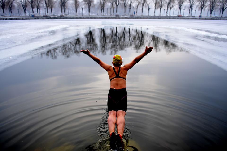 Winter swimmers in Shenyang, China