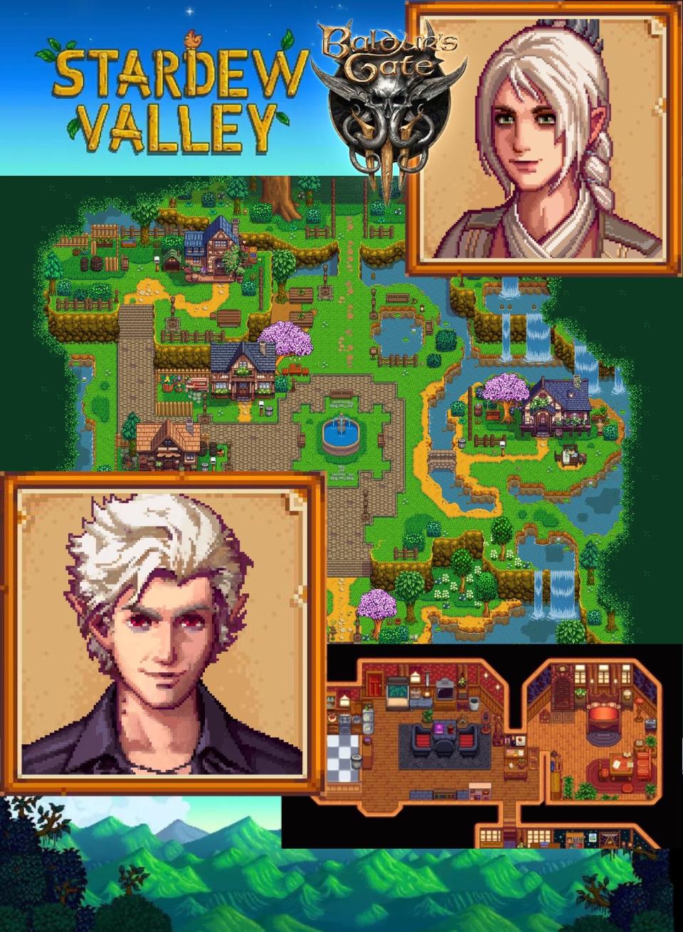 Baldur's Gate 3 mod for Stardew, including Pixel art portraits