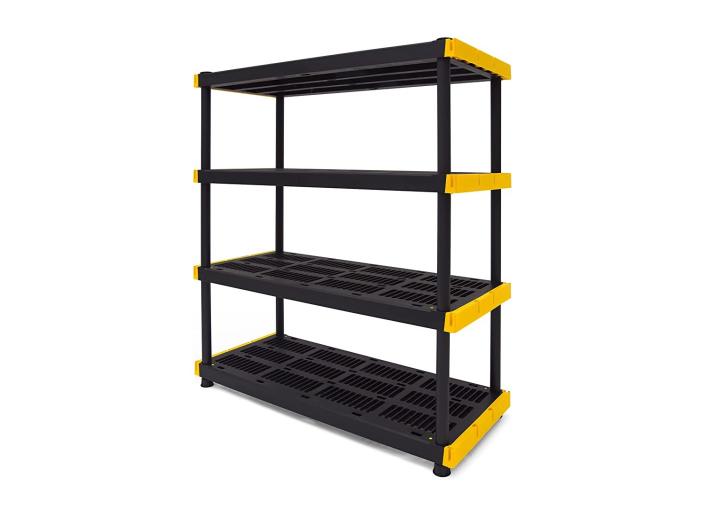 4-tier storage shelf provides vertical space to keep items in garage, living room, bedroom, or storage room