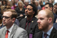 Representative Justin Bamberg listens to Alex Murdaugh's trial for murder at the Colleton County Courthouse in Walterboro, S.C., on Wednesday, Feb. 1, 2023. (Joshua Boucher/The State via AP, Pool)