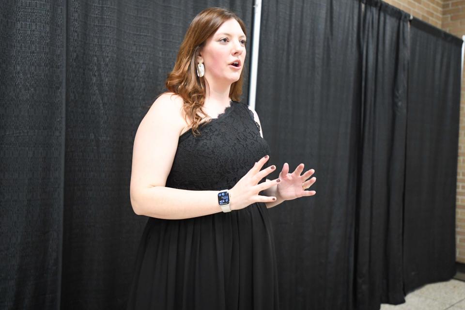 STAR Center Marketing manger Nicole Russell speaks with media during the 2024 'Black Tie & Boxing' Charity Event inside Carl Perkins Civic Center in Jackson, Tenn., on Saturday, Jan. 13, 2024.