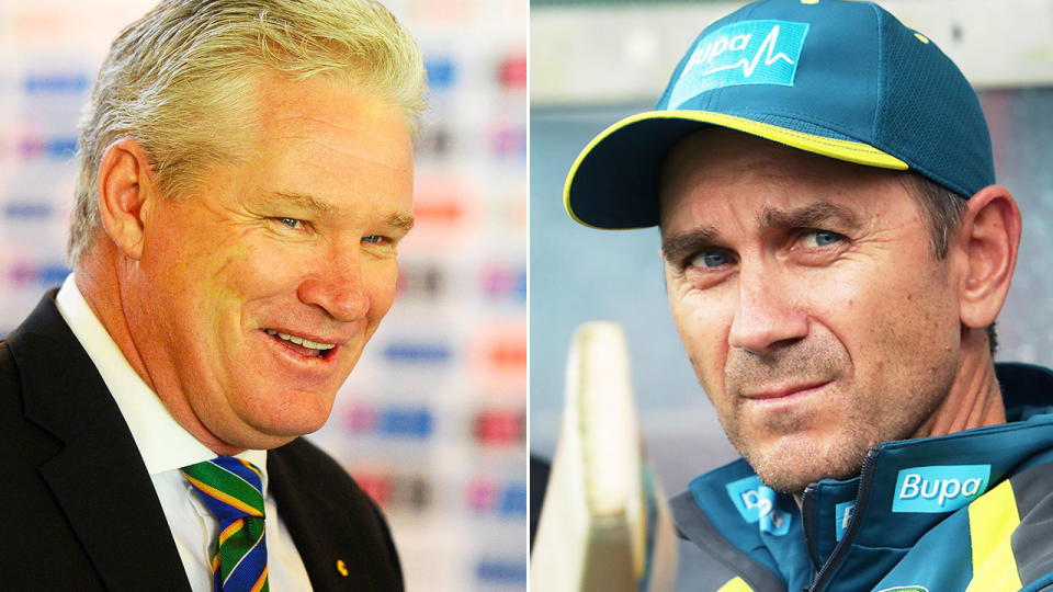 Pictured here, Aussie cricket legend Dean Jones and national coach Justin Langer.