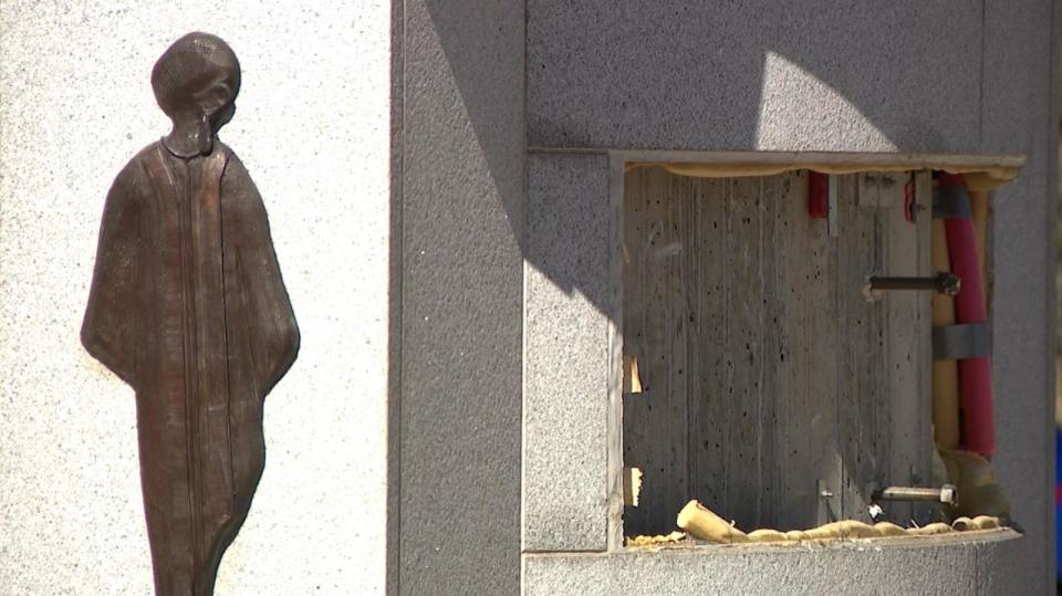 PHOTO: A monument honoring the Rev. Martin Luther King Jr. was damaged by vandals sometime between Tuesday night and Wednesday morning, Feb. 22, 2024, in Denver's City Park.  (KMGH)