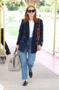 <p>Venice Film Festival jury president Julianne Moore was seen arriving in the Italian city wearing a casual, head-to-toe Gucci look.</p>