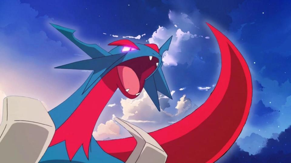 The Mega Salamence is available in Mega Raids! Do you know the best counter for this Pokémon? (Photo: Niantic, OLM Inc.)