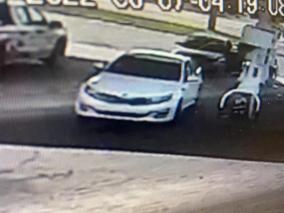 Security photo of the Kia Optima driven by the suspect in a shooting Tuesday, June 7, leaving Huff's gas station on Maple Avenue.
