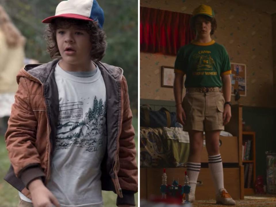 Dustin Henderson in seasons one and three of "Stranger Things."