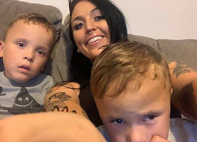 Hillarie Galazka, 29, with her two sons.