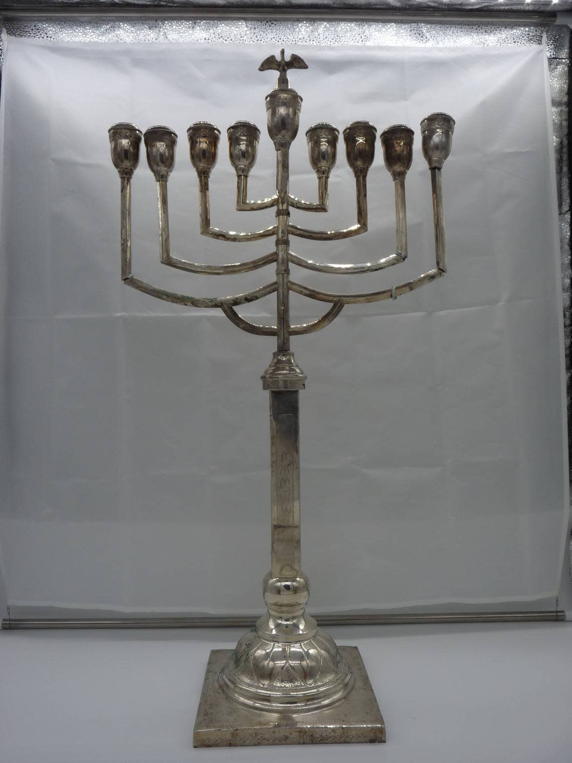 A menorah found in the treasure trove.