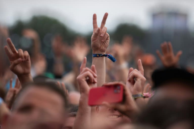 Lors d'un concert au premier jour du festival des Vieilles Charrues à Carhaix-Plouguer dans le Finistère, le 13 juillet 2023 (Fred TANNEAU)