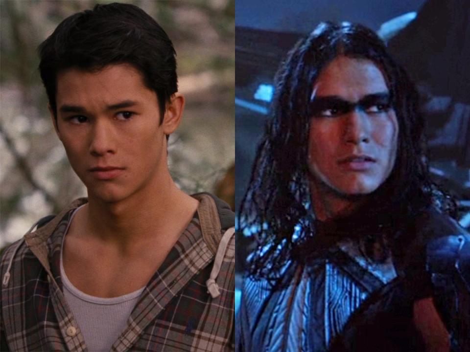 On the left: BooBoo Stewart as Seth Clearwater in "Breaking Dawn: Part 1." On the right: Stewart as Warpath in "X-Men: Days of Future Past."