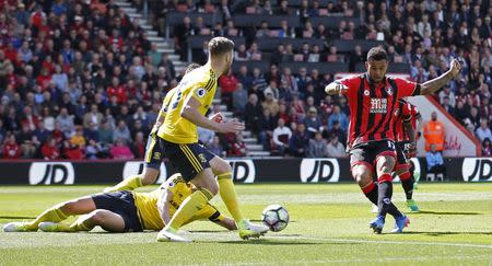 Britain Soccer Football - AFC Bournemouth v Middlesbrough - Premier League - Vitality Stadium - 22/4/17 Bournemouth's Joshua King scores their first goal Action Images via Reuters / Matthew Childs