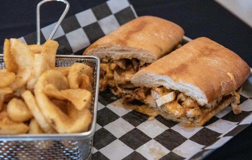 Train wreck chicken sandwich at Central Station Bar and Grill in Turlock, Calif., Tuesday, Dec. 6, 2022.