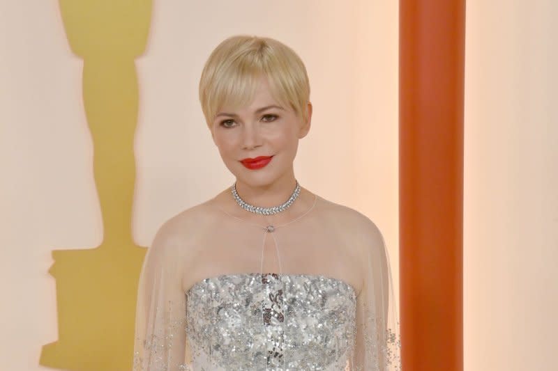 Michelle Williams attends the 95th annual Academy Awards on March 12, 2023. She is the narrator of the audiobook of Britney Spears' memoir "The Woman in Me." File Photo by Jim Ruymen/UPI