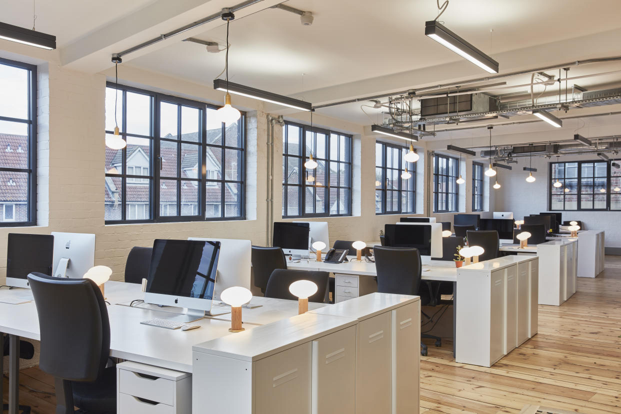 Office space at Tala Studios. Tala Studios, London, United Kingdom. Architect: Archer Architects, 2018.. (Photo by: Ed Reeve/View Pictures/Universal Images Group via Getty Images)