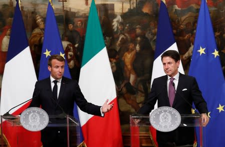 French President Macron and Italian PM Conte meet in Rome