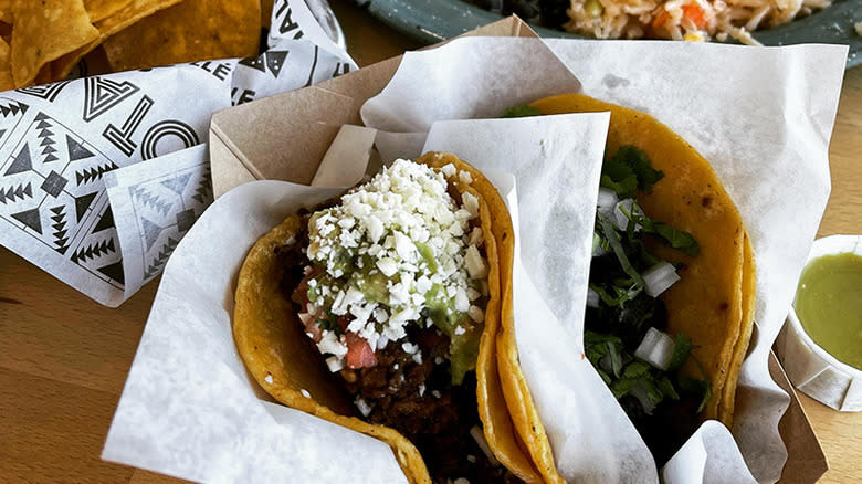 Veggie tacos, cheese