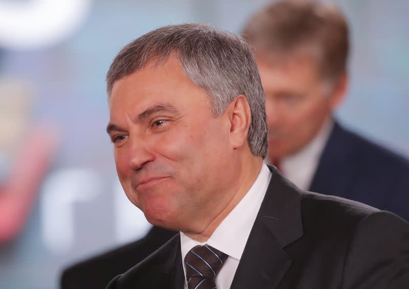 Russia's State Duma Speaker Vyacheslav Volodin is seen before President Putin's annual state of the nation address to the Federal Assembly in Moscow