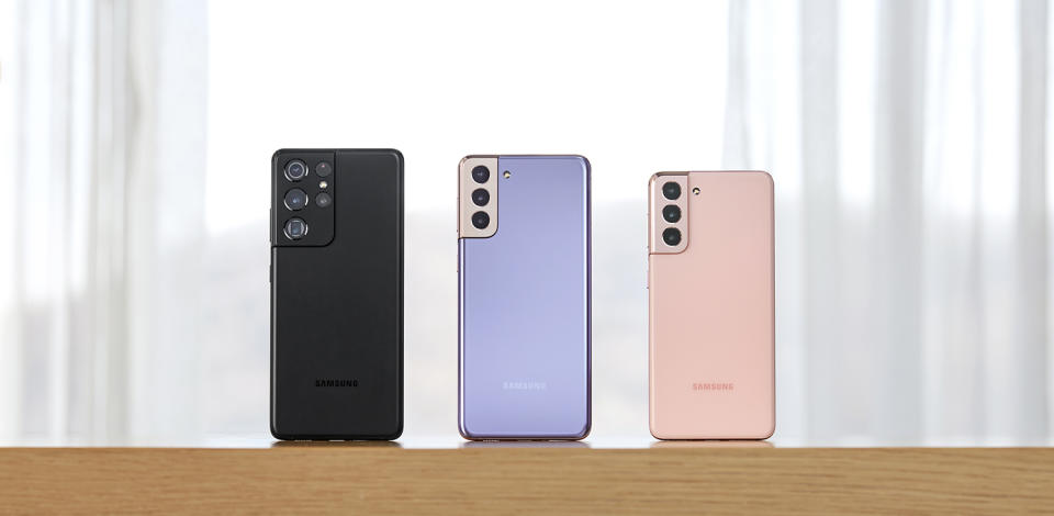 The S21 Ultra, S21+, and S21. (Image: Samsung)