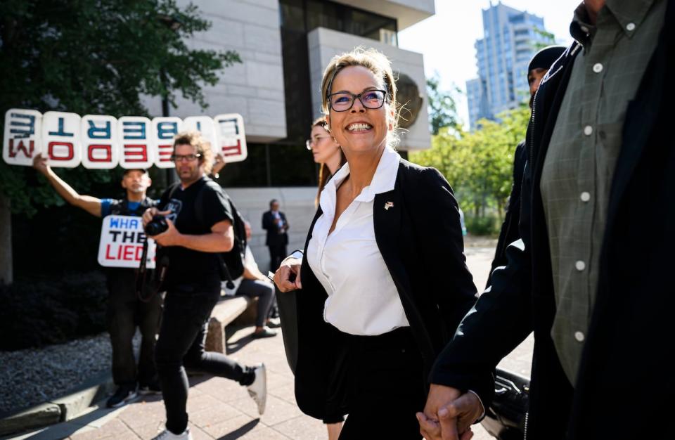 Tamara Lich arrives for her trial at the Ottawa Courthouse on Sept. 11, 2023.