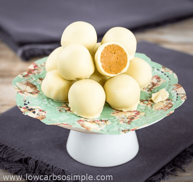 <p><a href="https://www.lowcarbsosimple.com/pumpkin-white-chocolate-truffles/" rel="nofollow noopener" target="_blank" data-ylk="slk:Low-Carb So Simple;elm:context_link;itc:0;sec:content-canvas" class="link ">Low-Carb So Simple</a></p>