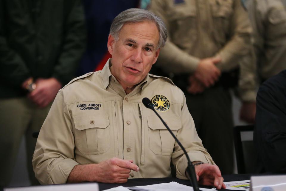 Gov. Greg Abbott provides an update on the severe winter weather impacting the state of Texas during a press conference Friday, Feb. 4, 2022, at the Alternate State Operations Center in Austin.