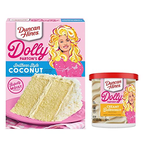Duncan Hine's Dolly Parton's Favorite Southern-Style Coconut Cake Mix Set! Flavored With Vanilla Frosting! Easy To Make Deliciously Moist At Home! Choose Your Flavor! (Coconut), 2 Piece Set