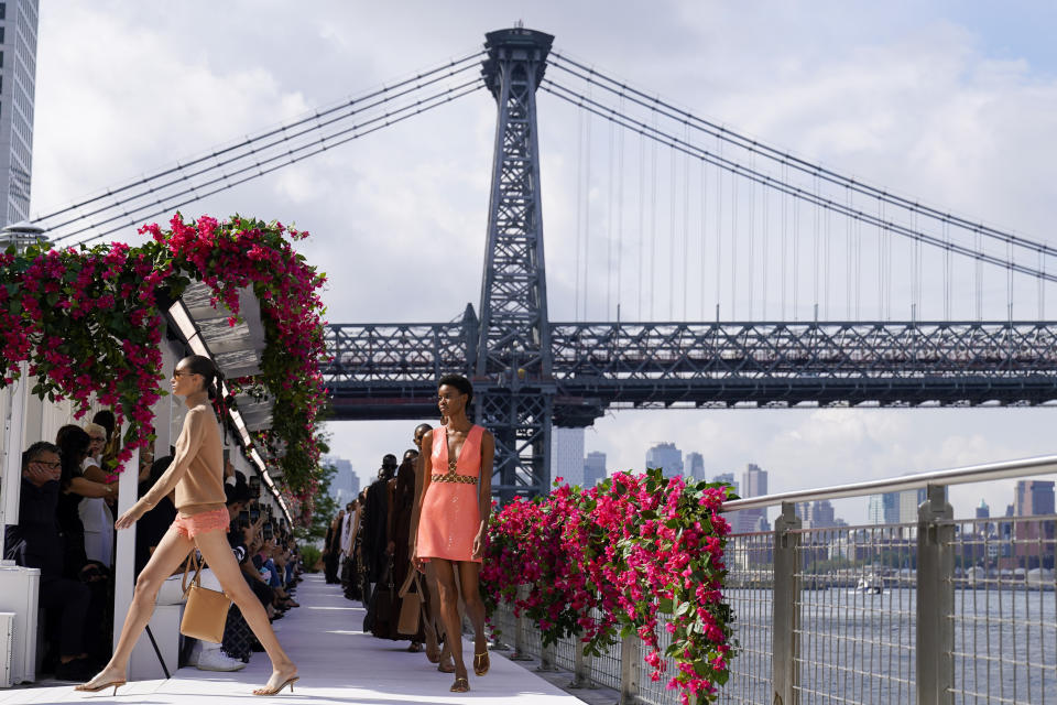 The Michael Kors collection is modeled during Fashion Week, Monday, Sept. 11, 2023, in New York. (AP Photo/Mary Altaffer)