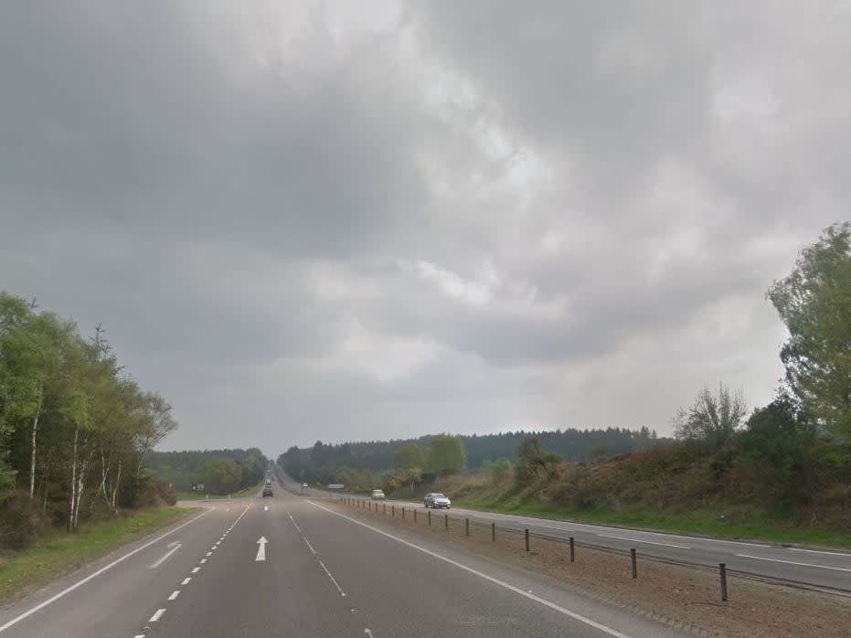 The A9 at Arpafeelie, where the driver was allegedly caught speeding: Google Street View