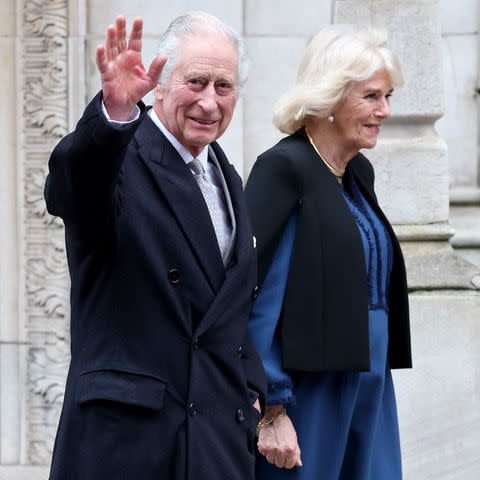 <p>Chris Jackson/Getty</p> King Charles and Queen Camilla leave The London Clinic on Jan. 29.