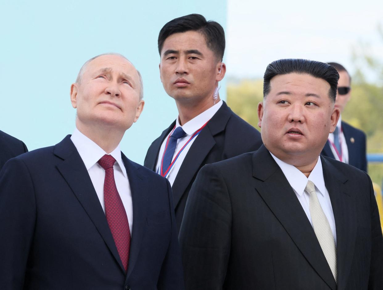 Russia's President Putin and North Korea's leader Kim meet in Amur region (via REUTERS)