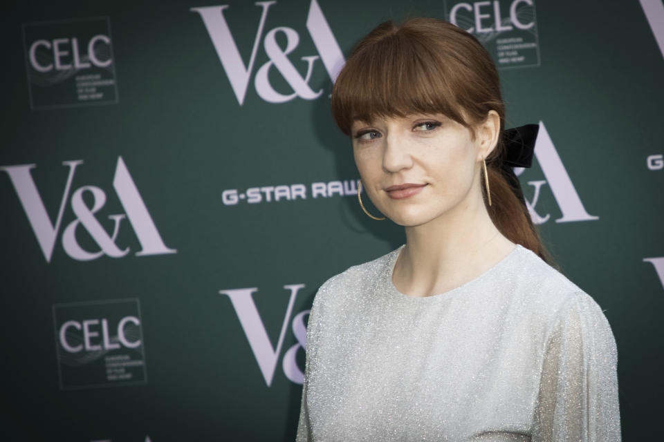 Nicola Roberts poses for photographers upon arrival at the preview of the exhibition 'Fashioned from Nature' at the Victoria and Albert Museum, in London, Wednesday, Apr. 18, 2018. (Photo by Vianney Le Caer/Invision/AP)