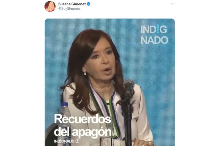El tuit de Susana Giménez sobre Cristina Kirchner