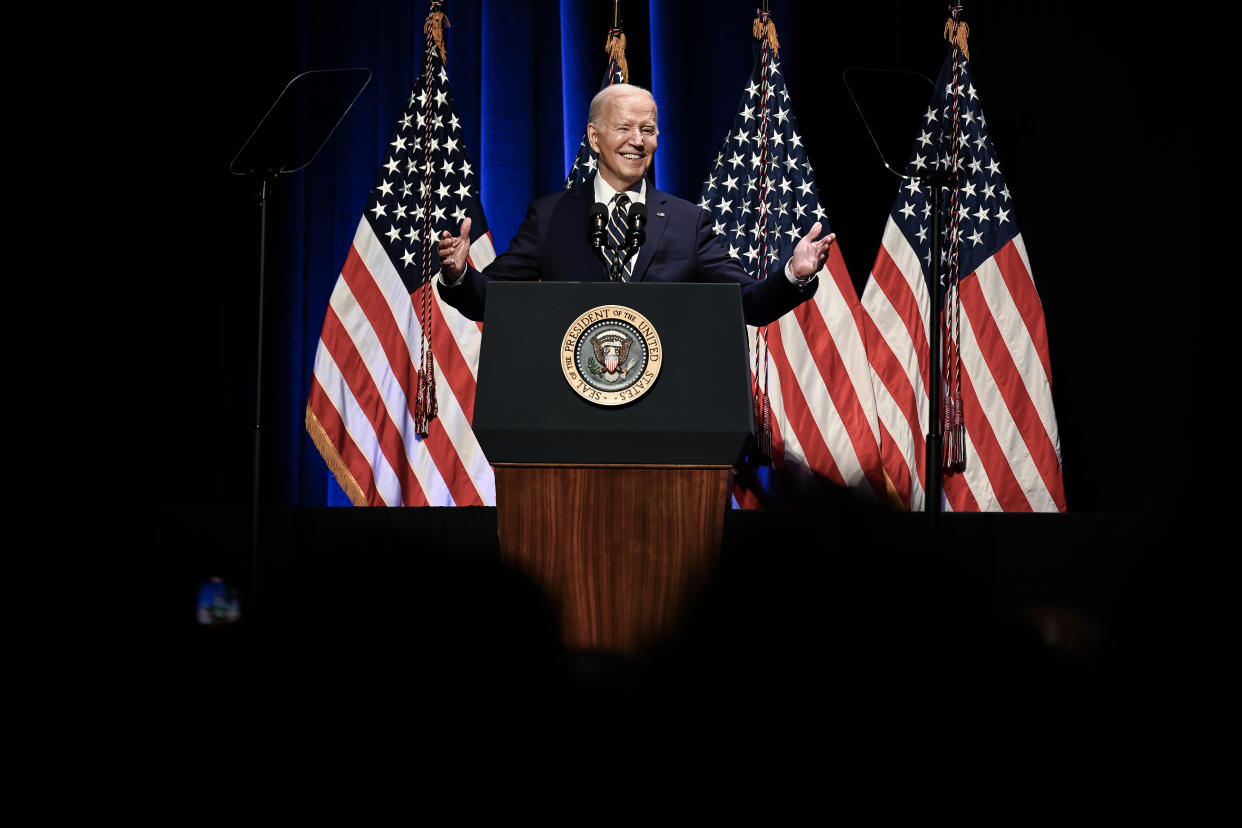 President Joe Biden delivers remarks at the National Museum of African American History and Culture, in Washington, on May 17, 2024. (Kenny Holston/The New York Times)